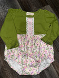 RTS- Green Floral Bubble Romper