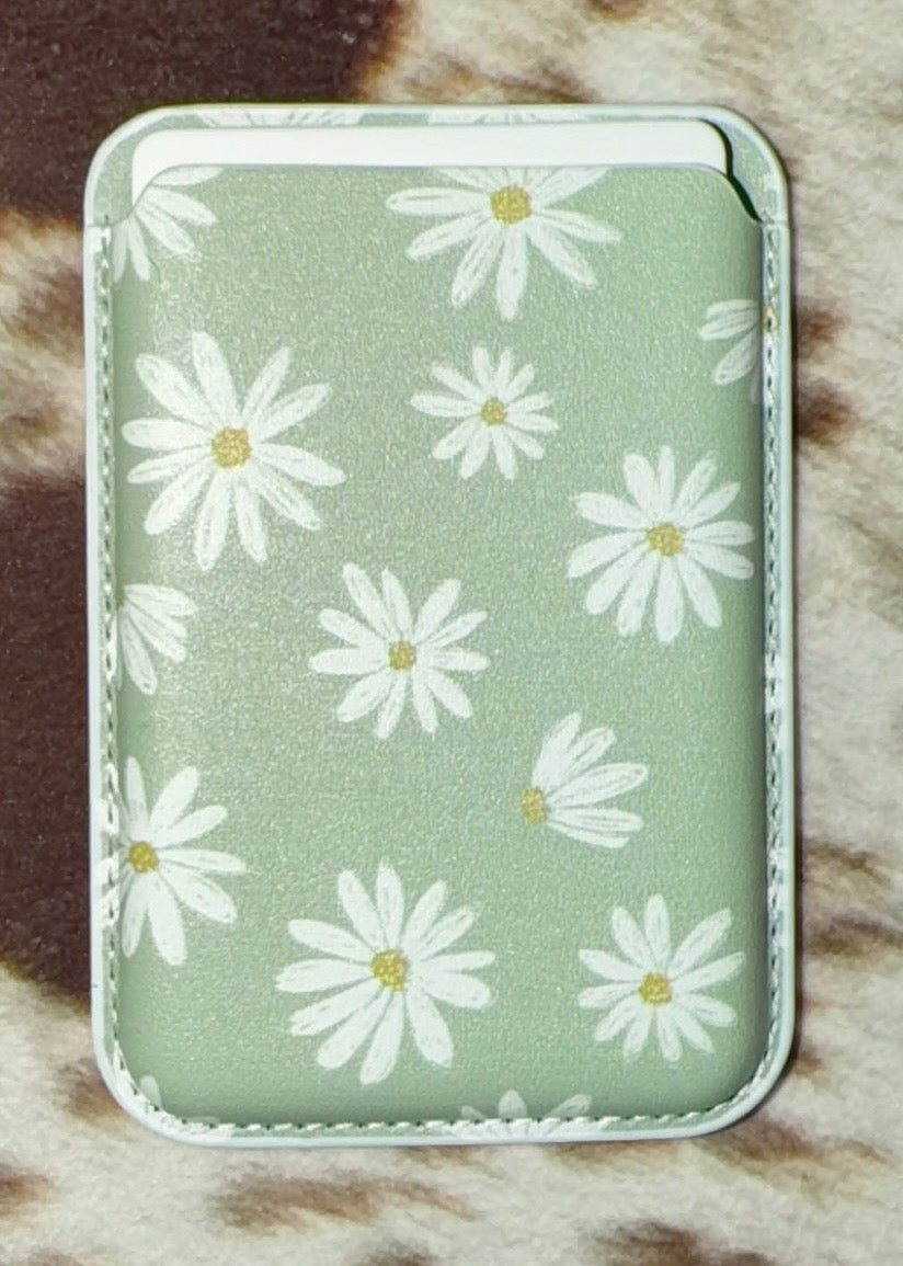 RTS- Green/White Floral Magnet Phone Wallet
