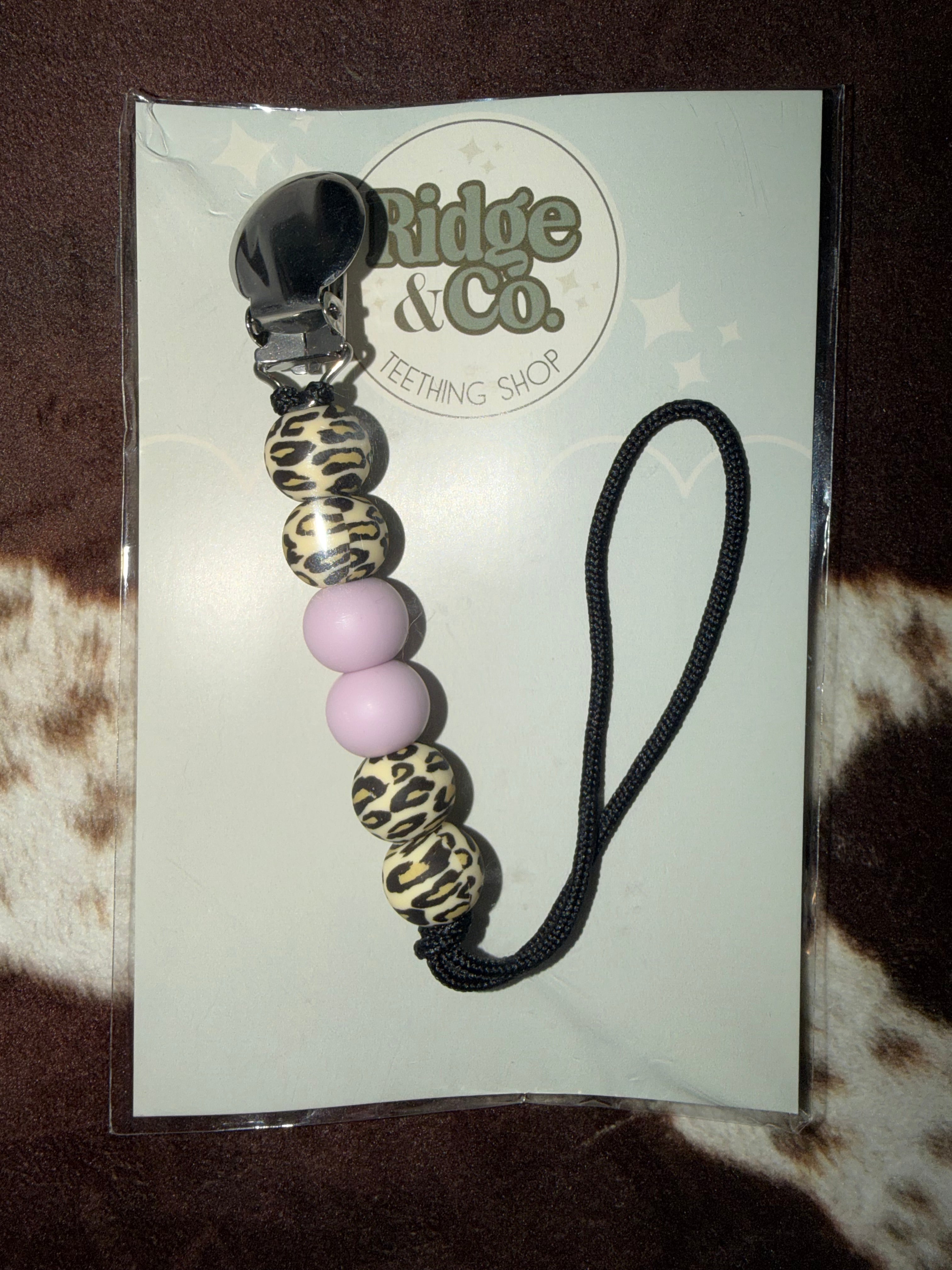 RTS- Pink/Leopard Paci Clip